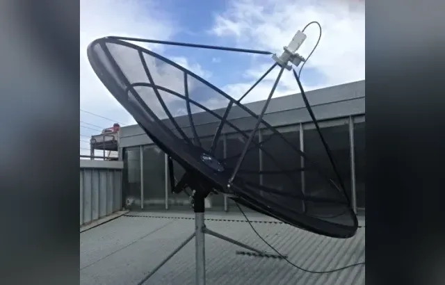 Satellite receiving dishes on the Richmond roof